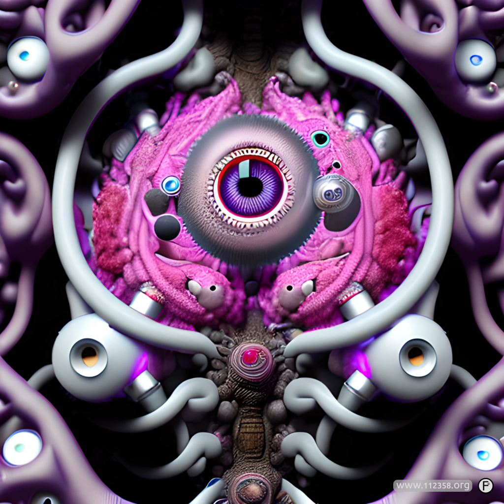 Fantastyczny, surrealistyczny portret wygenerowany podczas pierwszych eksperymentów z AI, wariant 5